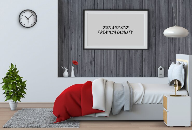 PSD maquette chambre vide affiche intérieur. rendu 3d