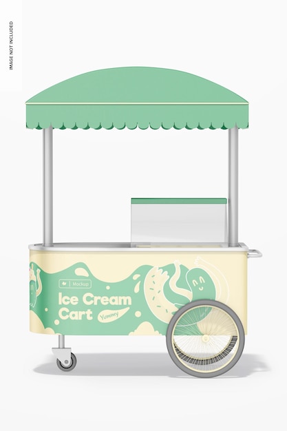 PSD maquette de chariot de crème glacée, vue latérale