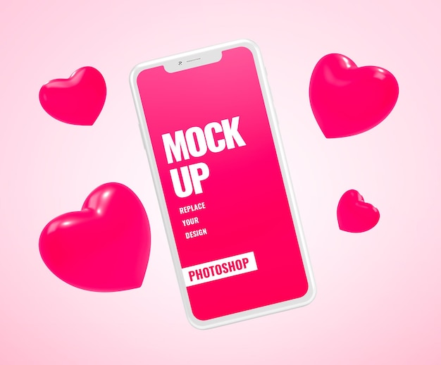 Maquette De Coeur De Cadeau De Saint-valentin Pour Smartphone