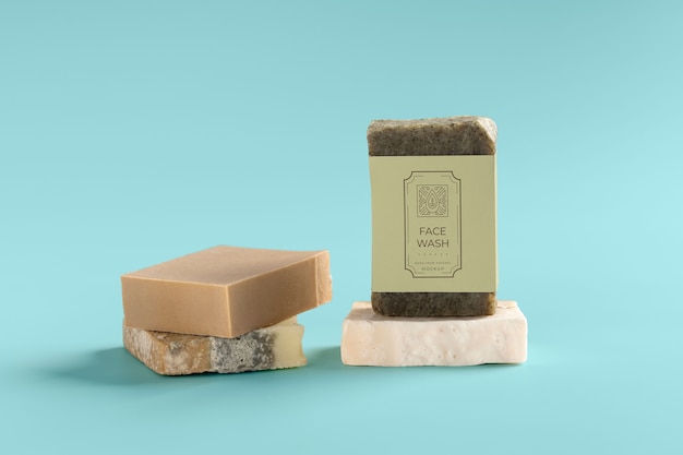 PSD maquette de composition de savon minimaliste