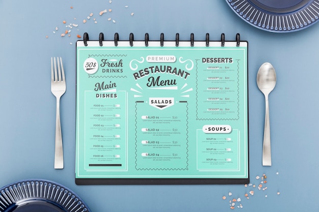 Maquette de concept de menu de restaurant