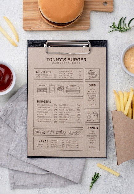 Maquette de concept de menu de restaurant