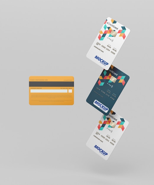 PSD maquette de conception de carte de crédit sans gravité