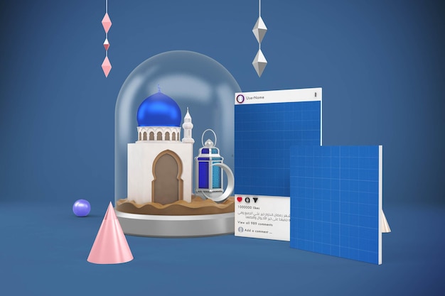 Maquette de conception de médias sociaux Ramadan