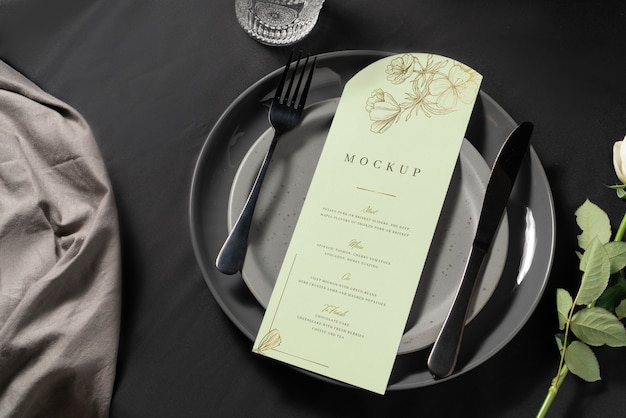 PSD maquette de conception de menu de mariage minimaliste