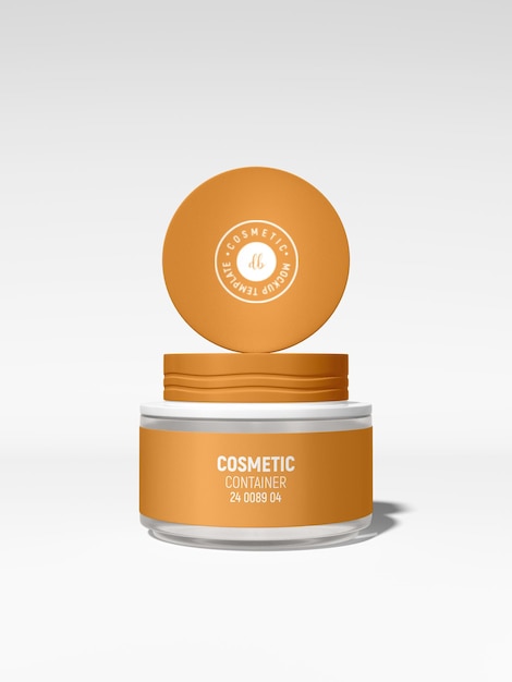 PSD maquette de conteneur de crème de beauté cosmétique en plastique brillant