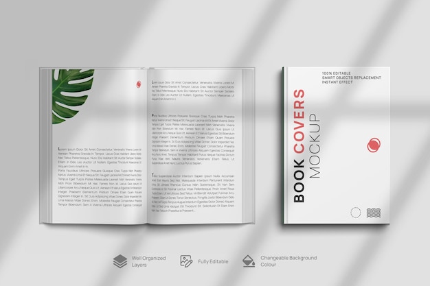 Une maquette de couverture de livre avec une feuille dessus