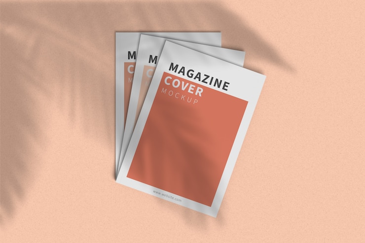 PSD maquette de couverture de magazine a4 vue de dessus