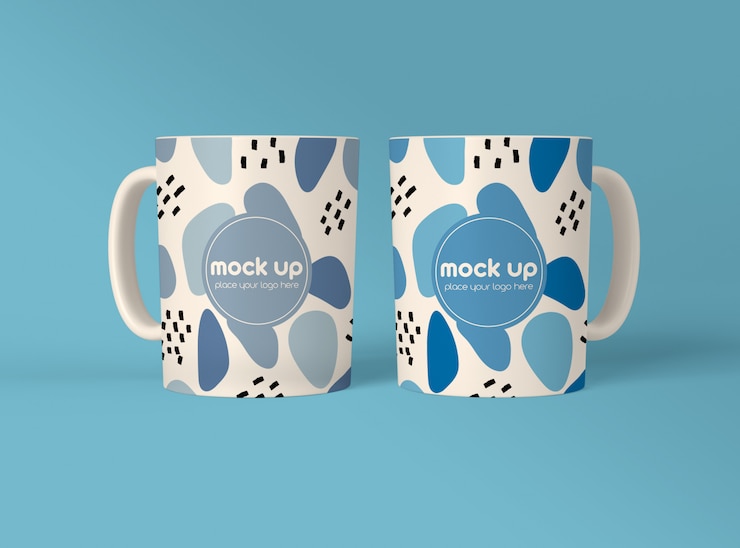 PSD maquette de deux tasses à café