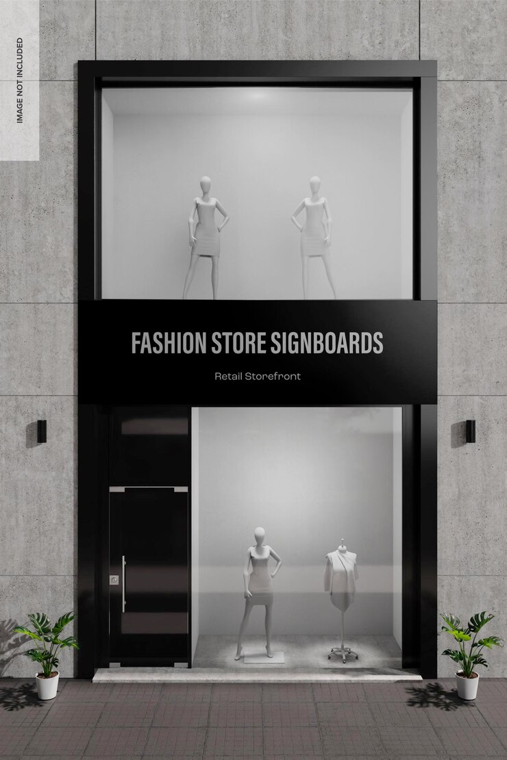 PSD maquette de devanture de magasin, vue de face