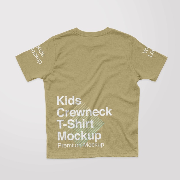 PSD maquette de dos de t-shirt ras du cou à texture chinée pour enfants