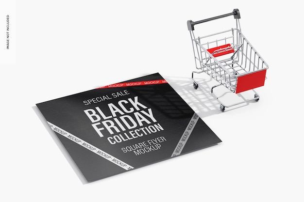 PSD la maquette du dépliant du black friday square, en perspective