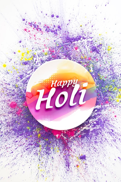 Maquette du festival de Holi avec assiette ronde