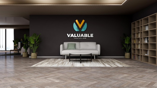 maquette du logo de l'entreprise dans le salon exécutif