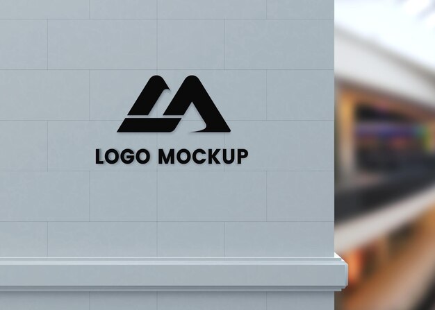 Maquette du logo de l'entreprise sur le mur noir