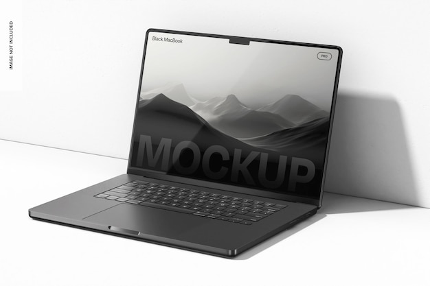 La maquette du MacBook Pro noir spatial à droite