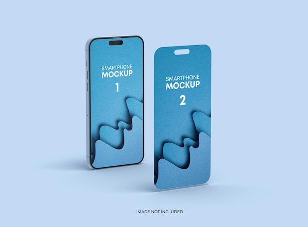 Maquette du téléphone 14 pro et quelques écrans séparés flottant concept d'application ui ux rendu 3d