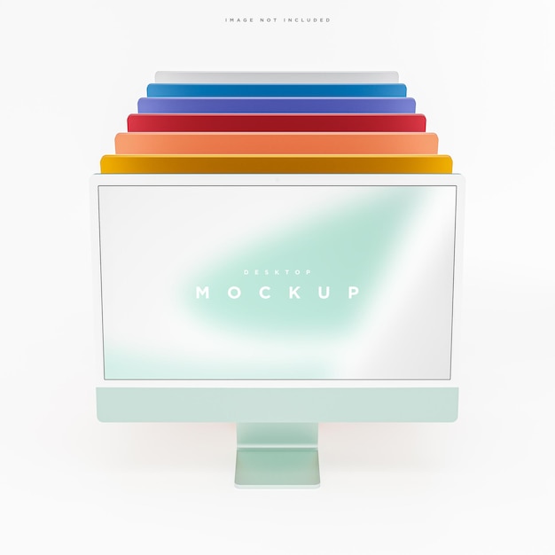 Maquette d'écran de bureau d'ordinateur moderne multicolore pour le rendu 3d de présentation