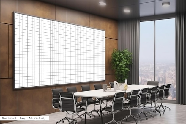 Maquette d'écran de projecteur de salle de conférence réunion de bureau maquette de tableau blanc maquette de réunion de conseil d'administration