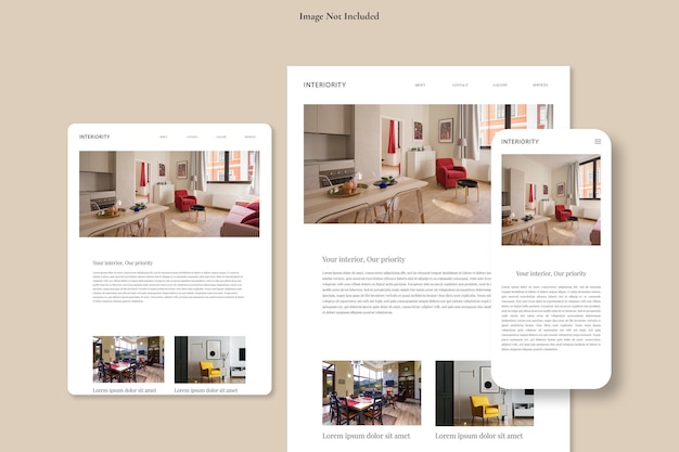 PSD maquette d'écran de site web minimaliste et moderne sur tablette de bureau et écran de téléphone