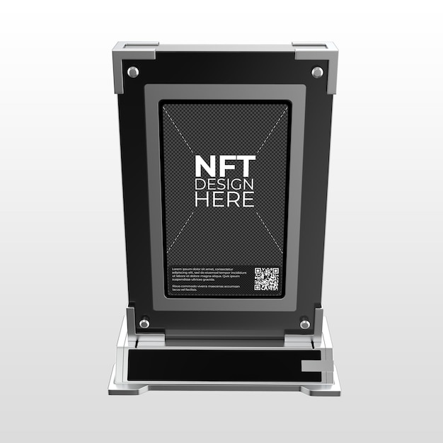 Maquette d'écran de support de photo NTF avec fond transparent