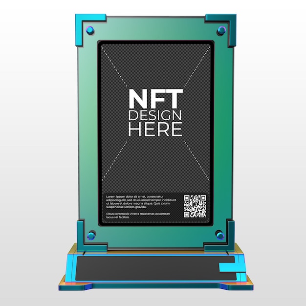 Maquette d'écran de support de photo NTF avec fond transparent