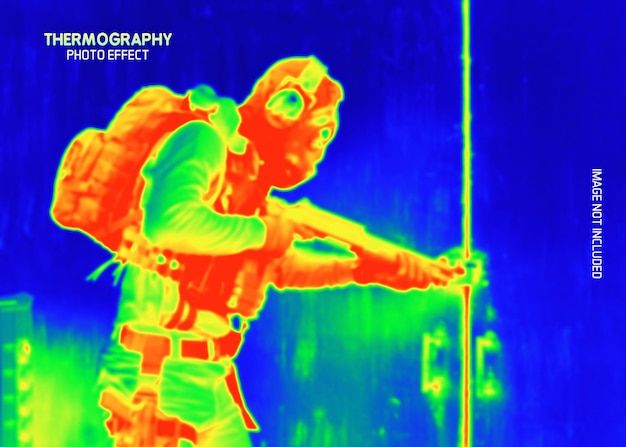 PSD maquette d'effet photo thermographique