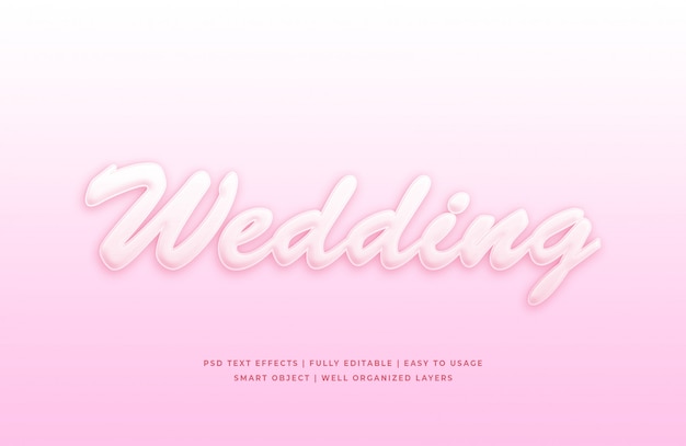Maquette d'effet de style de texte 3d de mariage
