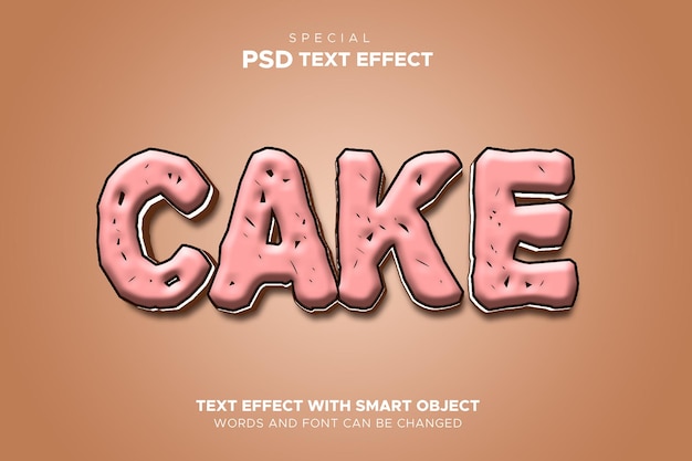 PSD maquette d'effet de style de texte délicieux pain et gâteau