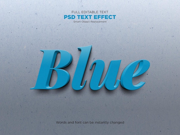 PSD maquette d'effet de texte 3d bleu