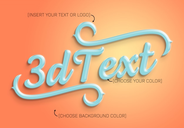 PSD maquette d'effet de texte 3d brillant coloré