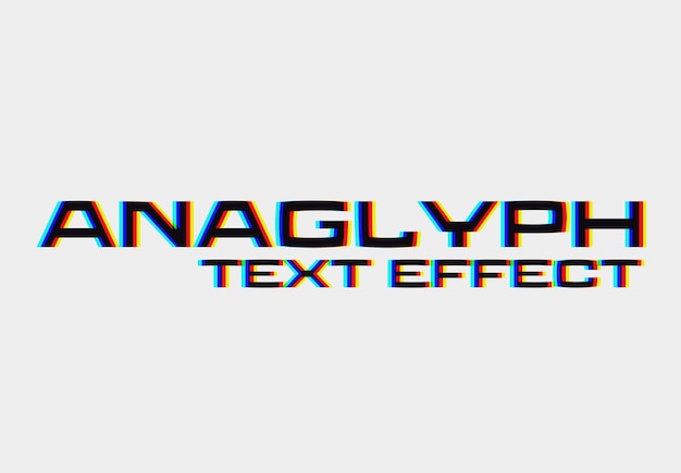 PSD maquette d'effet de texte anaglyphe glitch