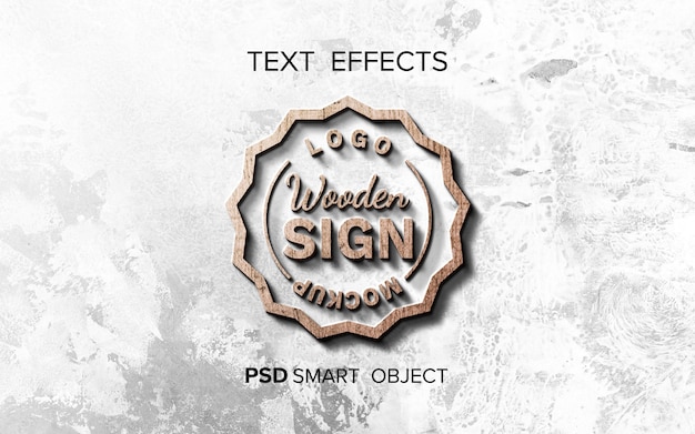 PSD maquette d'effet de texte en bois
