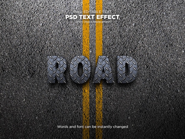 PSD maquette d'effet de texte de route