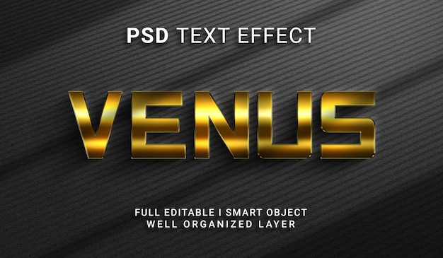 PSD maquette d'effet de texte de style 3d de vénus