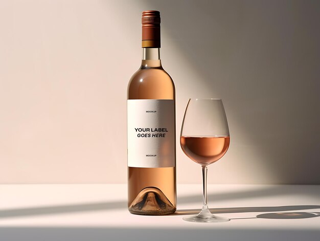 Maquette élégante de bouteille d'étiquette de vin