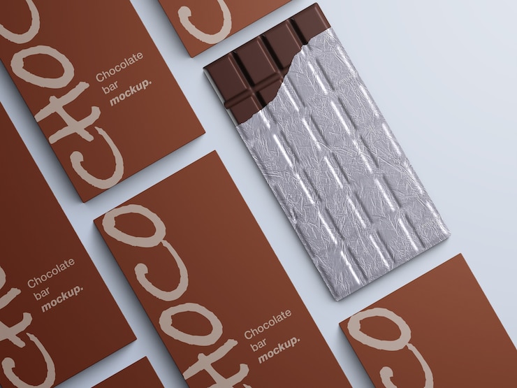 PSD maquette d'emballage de barre de chocolat isolé