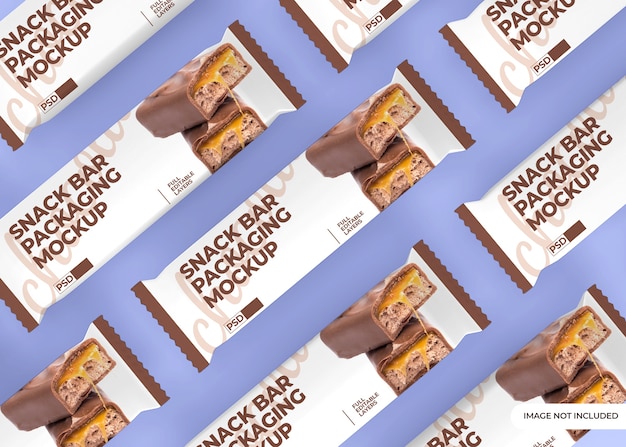 PSD maquette d'emballage de barre de collation au chocolat réaliste
