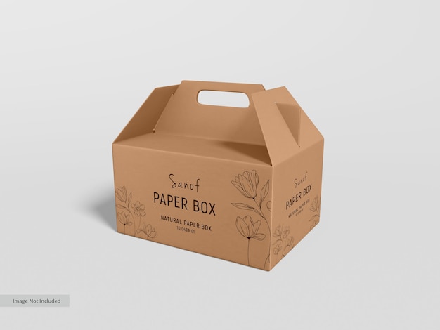 PSD maquette d'emballage de boîte alimentaire en papier kraft