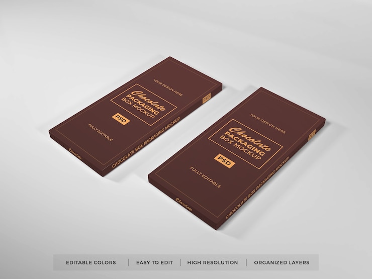 PSD maquette d'emballage de boîte de chocolat réaliste