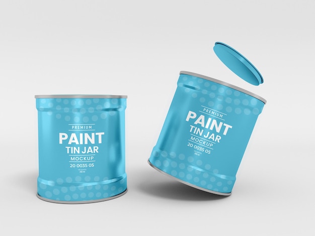 PSD maquette d'emballage de boîte de conserve de peinture en métal