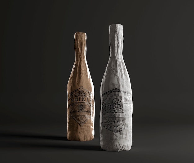 PSD maquette d'emballage de bouteille de vin minimale