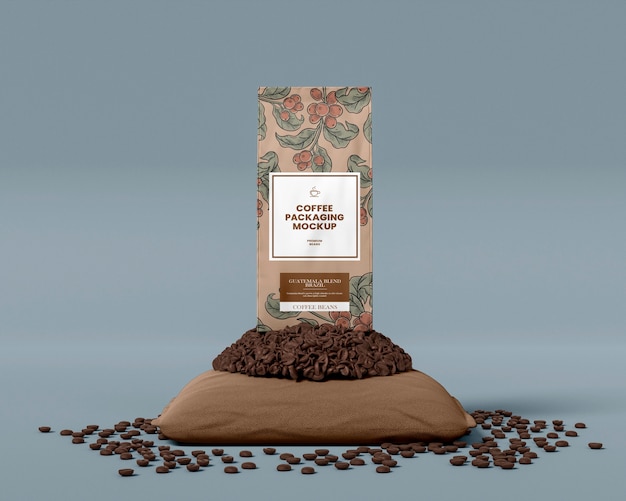 PSD maquette d'emballage de marque de café
