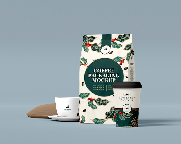 PSD maquette d'emballage de marque de café