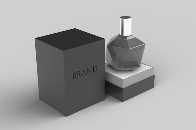 Maquette d'emballage de parfum rendu 3d pour la conception de produits