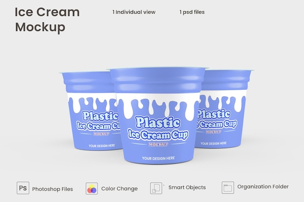 PSD maquette d'emballage de pot de crème glacée
