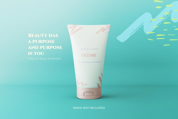 Maquette d'emballage de produit de tube de crème cosmétique pour les soins de la peau du visage avec capuchon rose