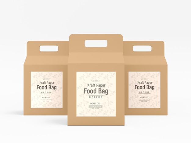 PSD maquette d'emballage de sac alimentaire en papier kraft