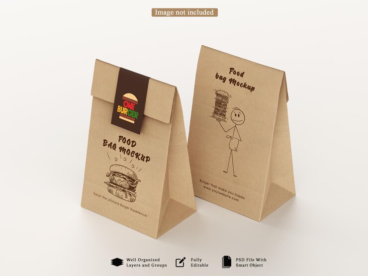 Maquette d'emballage de sac alimentaire en papier