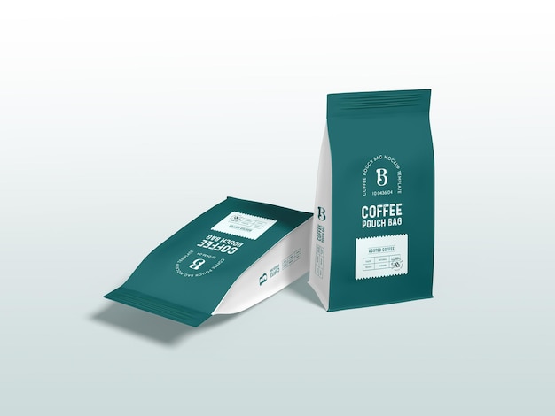 Maquette d'emballage de sac de sachet de café en aluminium brillant